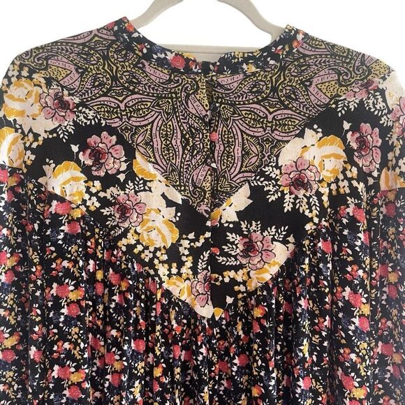 Free People Wildflower Fields Floral Boho Long Sleeve Tunic Top Women’s Medium - Picture 5 of 6